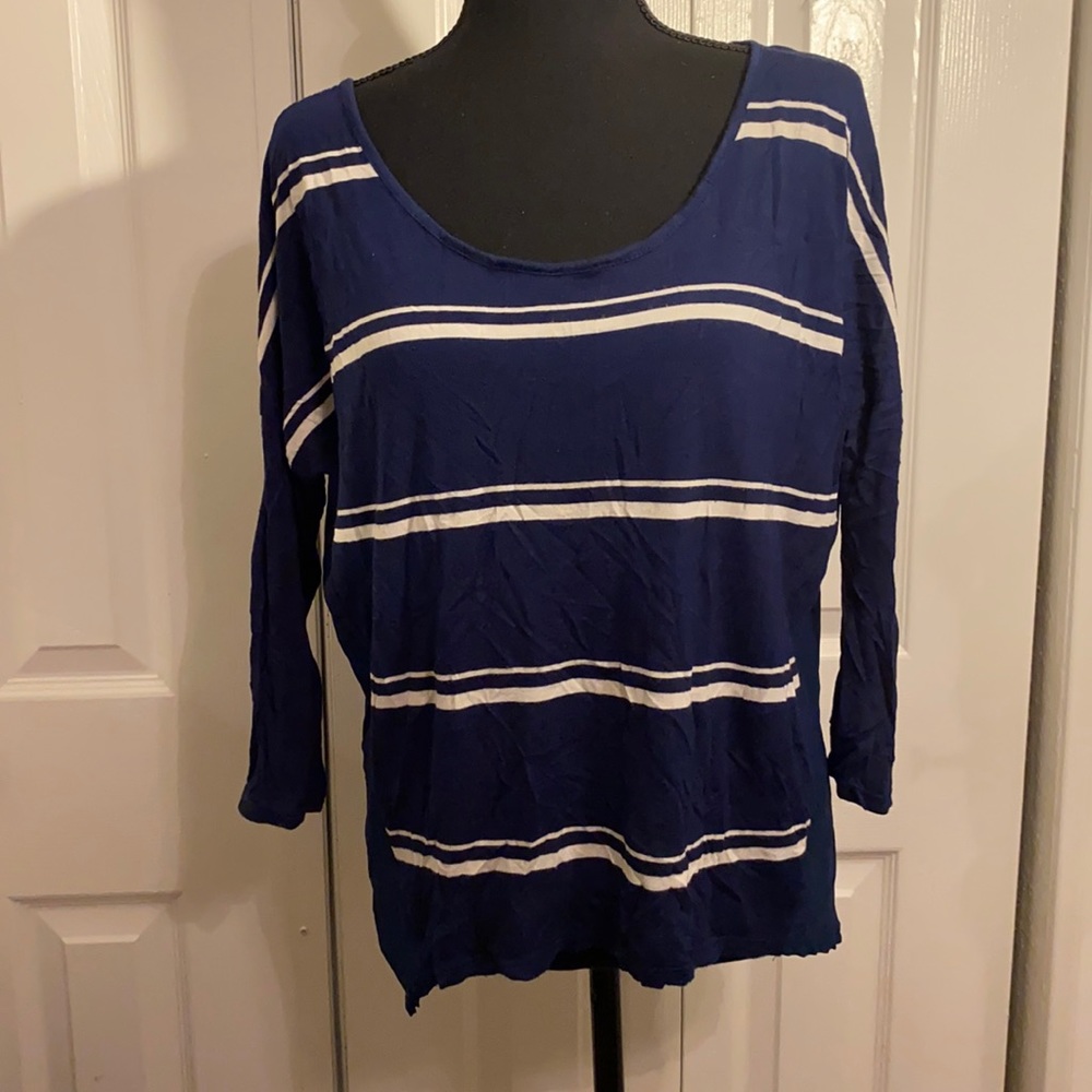 Ambiance apparel | women’s top | long sleeve | blue | stripes